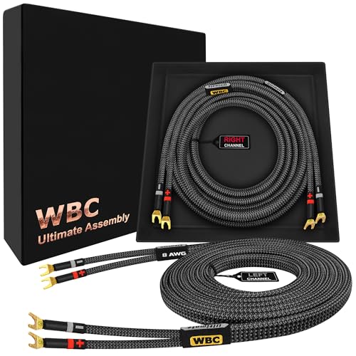 Câble de haut-parleur Hi-Fi avec fiches à bêche Eminence et gaine tweed 8 AWG 3,7m