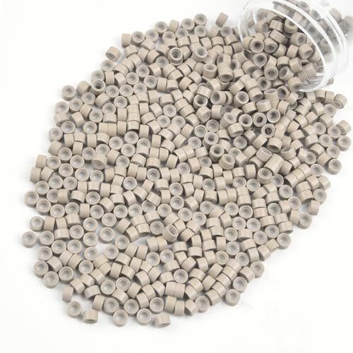 Vlasy 600 Pcs Silicone Nano Rings for I Tip Hair Extensions 5mm Micro Links Hair Beads (Gray Blonde)