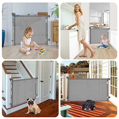 “Treppenschutzgitter Ausziehbare für Babys,0-140 cm,83 cm Hoch Baby Absperrgitter Treppenschutzrollo,Einhändig Bedienbar,Geeignet für Treppen/Türen/Innen & Außen türschutzgitter (140cm/grau)