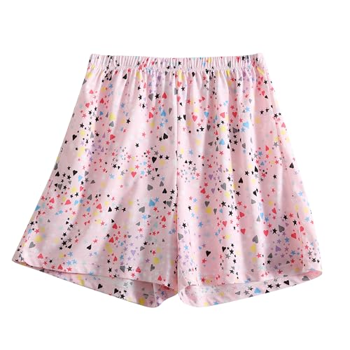 Image of PNAEONG 3 Pack: Womens Pajamas Shorts Set Soft Elastic Waist Lounge Shorts Printed PJ Bottoms