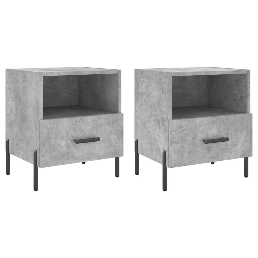 Table de nuit gris béton lot de 2 pour chambre contemporaine