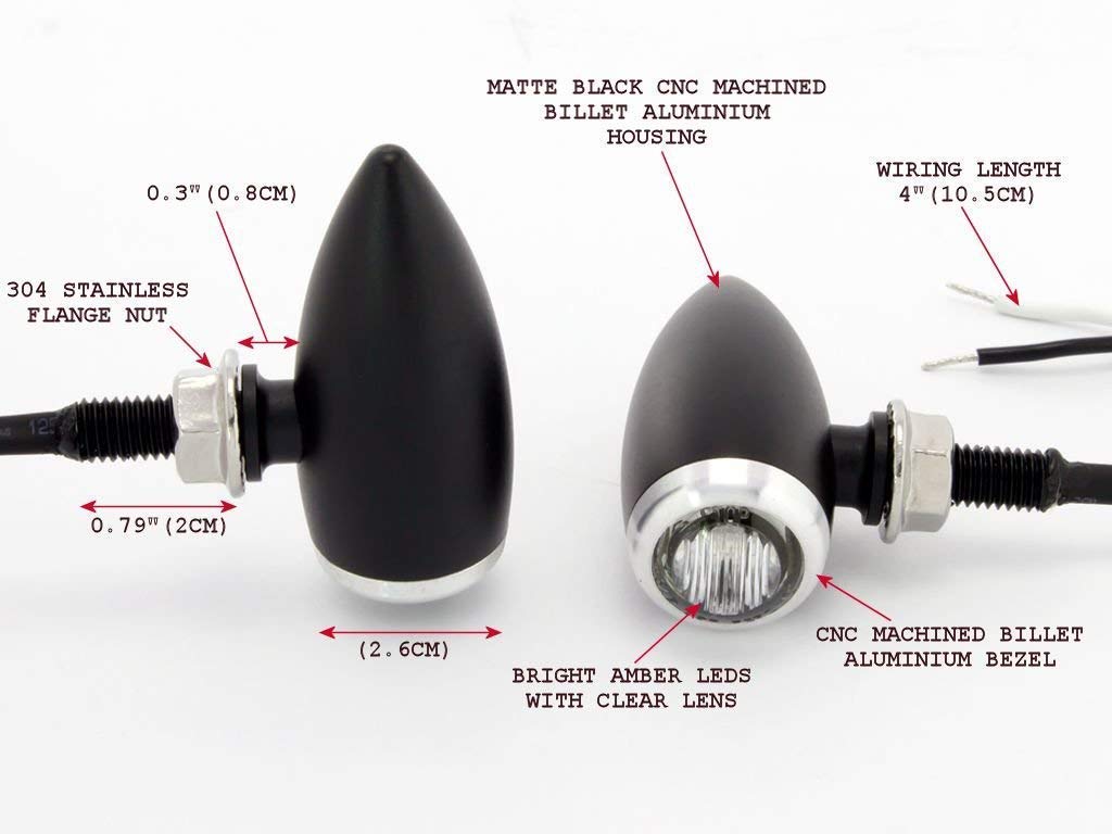 Alchemy Parts Petit Noir & Argent Bullet LED Moto Clignotants Idéal pour Personnalisé Rétro Vintage