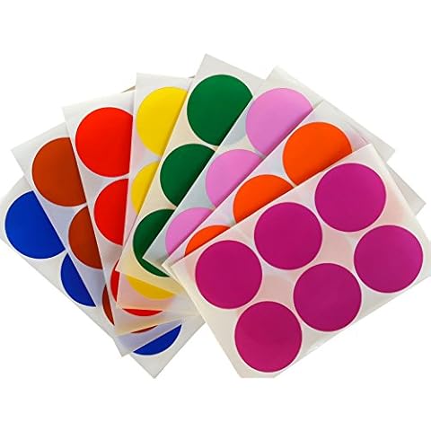 Red, Blue, Green, Yellow, Purple, Orange, Brown and Pink - 2" Inch Round Sticker Dots (50Mm) - Home Moving Labels Permanent Adhesive - Label Stickers 96 Pack by Royal Green Cover
