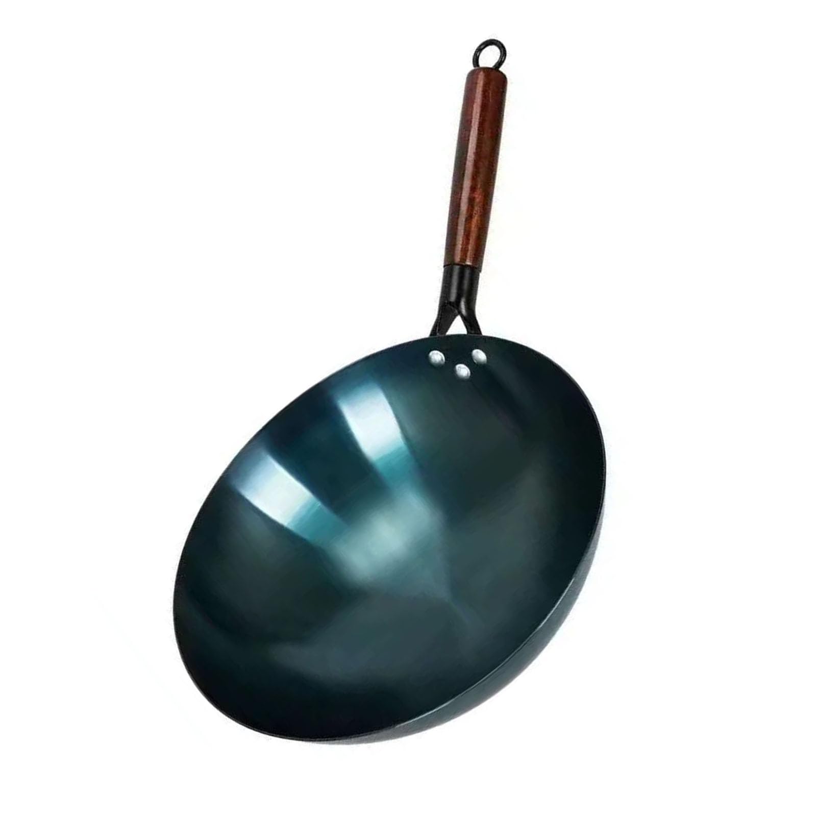 SIXRUN Padella Wok in Ferro, Wok Antiaderente con Manico Singolo con Fondo Tondo Cinese Tradizionale in Ferro Raffinato per Ampia Applicazione per Ristoranti Domestici (38 cm)