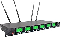 Vista 3 de Sistema de micrófono inalámbrico UHF 6 Lavalier Micrófono Bodypacks Solapa Micrófono Auriculares para Karaoke, boda, fiesta, reunión, escuela