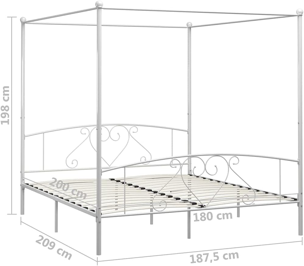 Detail of the headboard scrollwork on vidaXL 4 Poster Bed Frame