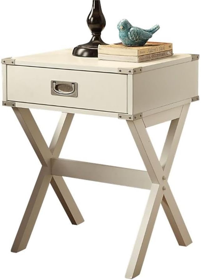 Acme Babs 1-Drawer Wood Square End Table in Black