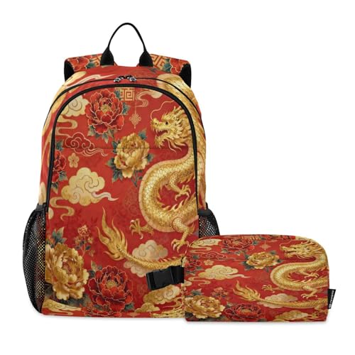 Sac à dos à motifs chinois enfant fille garçon avec lunch box préscolaire