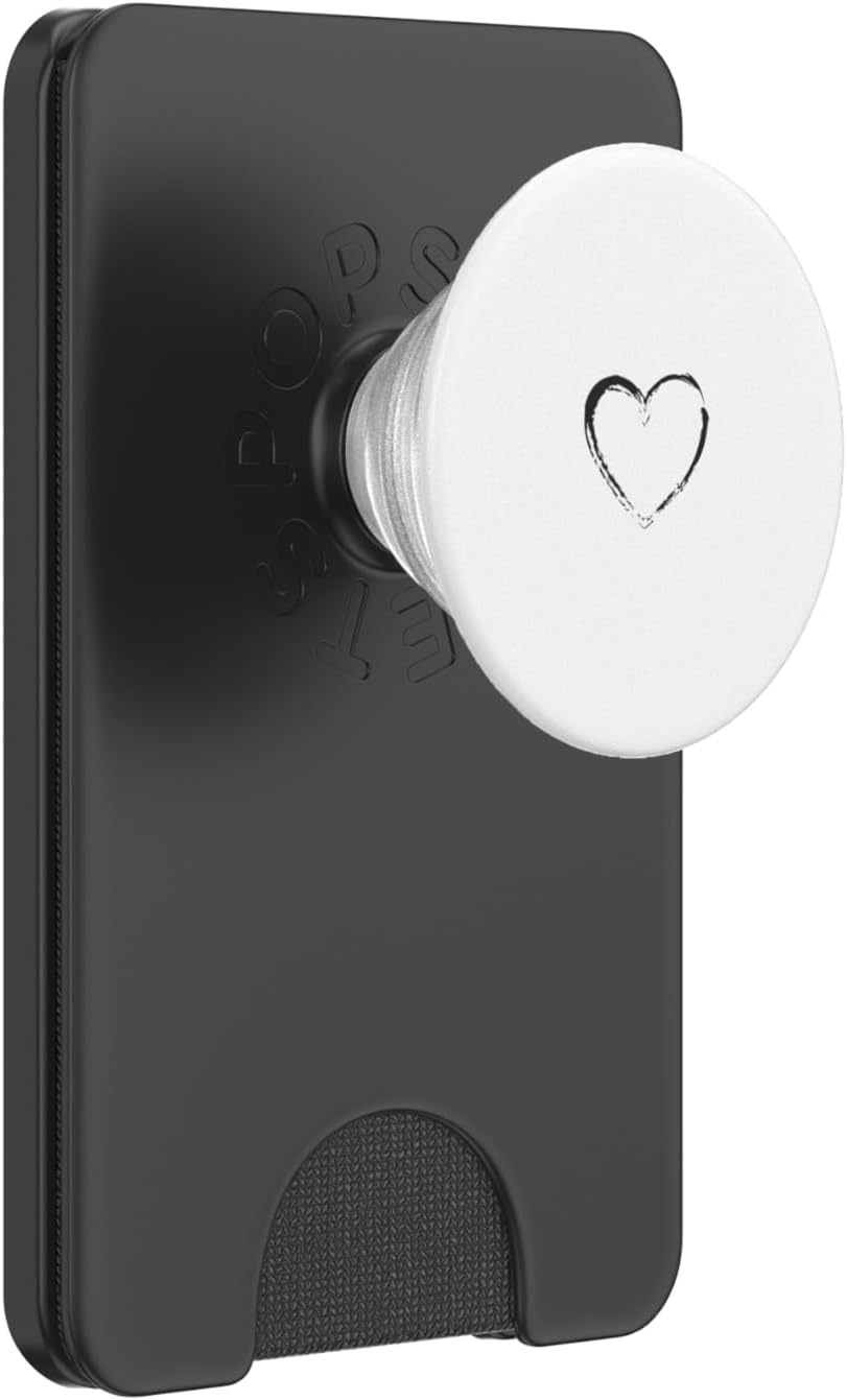 Black Heart White PopSockets PopGrip for MagSafe