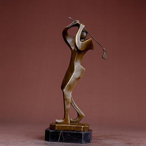 Miniatura 6 de Estatua de golfista de 12.4 pulgadas Escultura de bronce Hombre de golf Estatua de bronce Estatua moderna masculina Golfista Escultura Deporte Arte