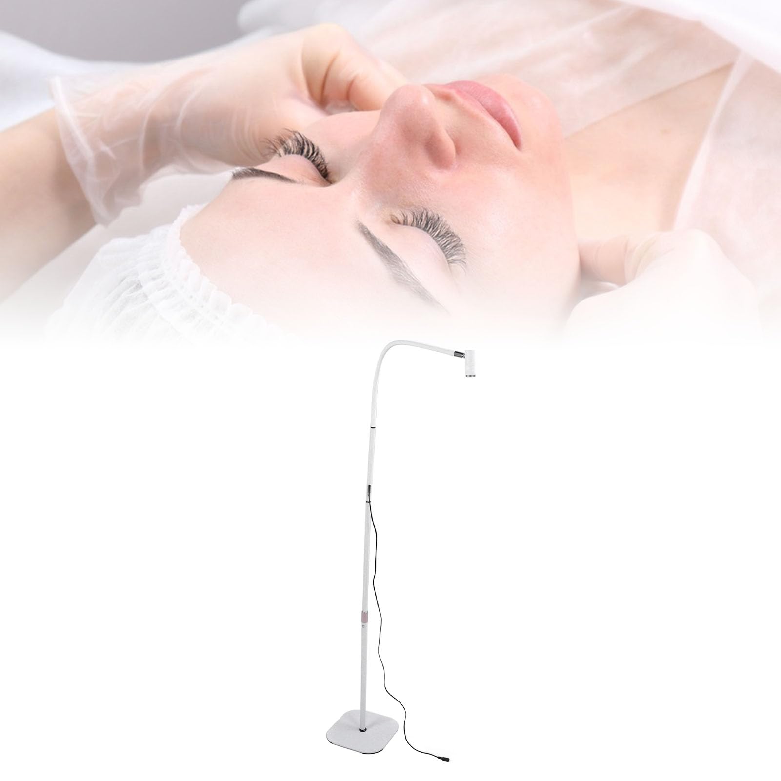 Lámpara de Pie para Uñas con Cuello de Cisne, Luz UV Ajustable para Curado de Gel de Uñas, 6W con Pedal y Cabezal Desmontable