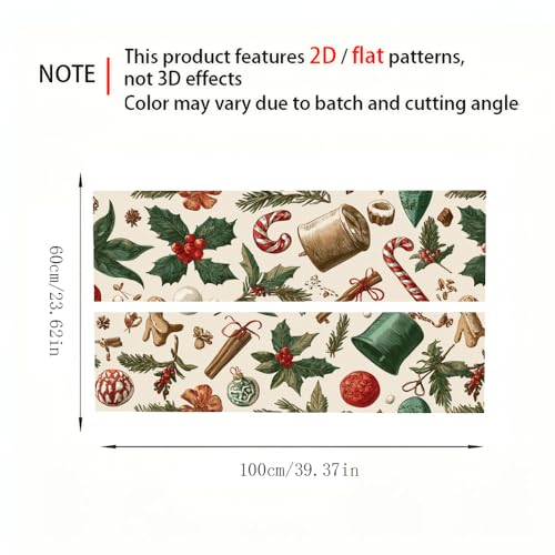 Image of Vintage Christmas Icons Desktop Sticker 39.37x23.62In, Hand Drawn Holiday Pattern Desk Decal, Easy Clean Table Surface Sticker, Cozy Home Office Decor