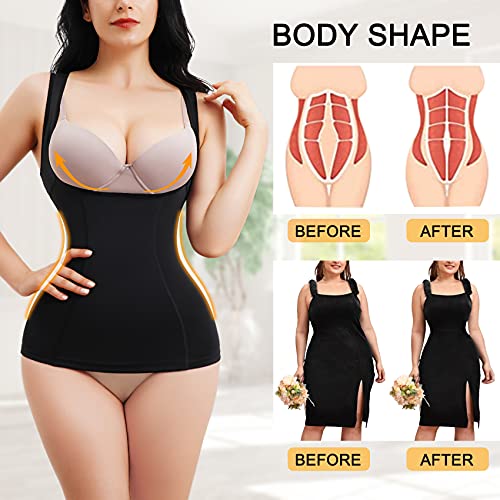 Redpai Underbust Shapewear Women Tank Tops Seamless Tummy Control Camisole Slimming Waist Cincher Vest Body Shapers (Black, Large) #TOP1