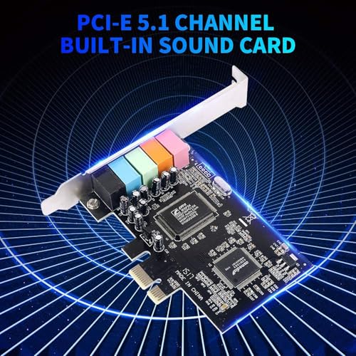 Image of BigPlayer PCI-E 5.1 Channel Sound Card - PCI Express Audio Adapter for Desktop PC Audio Output, Support for Surround Sound, Compatible with Windows 11 /10 /8 /7