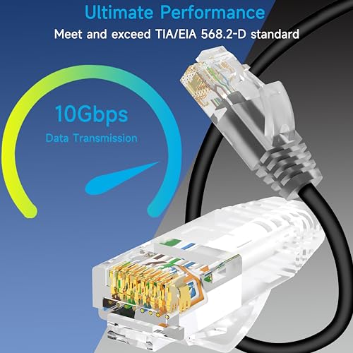 Cat6a Slim Ethernet Patch Cable 1 ft (24 Pack), Cat6a Patch Cable for Data Centers, Cat 6 Patch Cable 10G, Network Patch Cables for Home and Enterprise Network -Black - Image 3