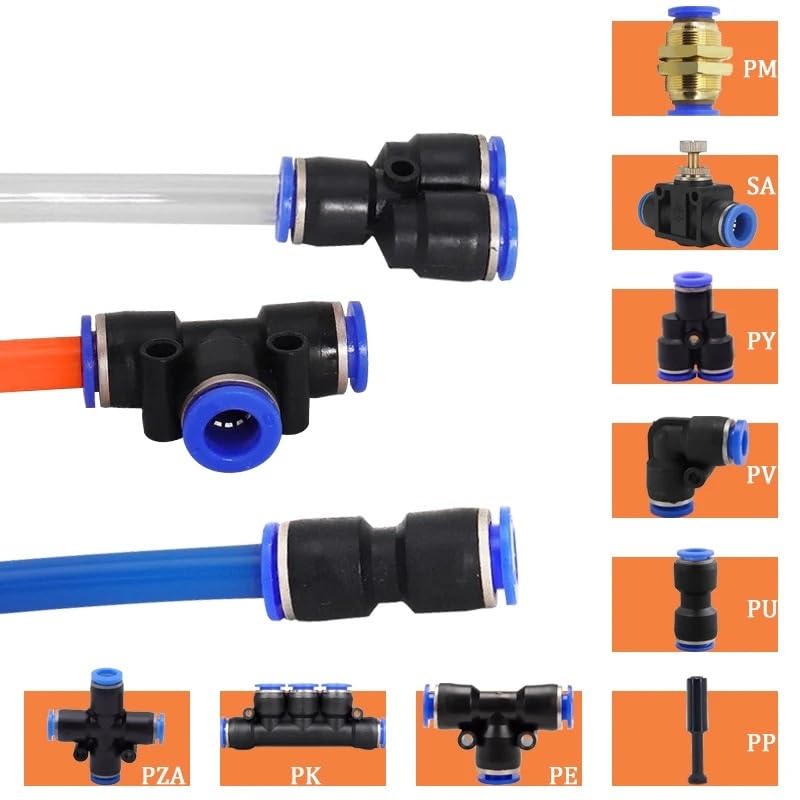 20/50PCS Pneumatic Fittings Air Pipe Connector Tube Air Hose Quick Release Fitting PE PV PU PY SA PM 4mm 6mm 8 10 12mm 16mm(PY(100PCS),10mm)