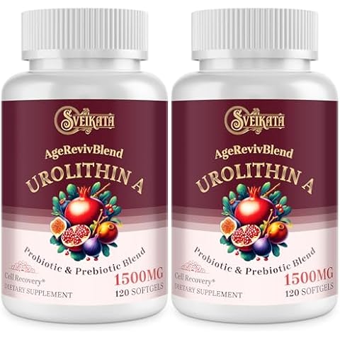 Sveikata Urolithin A Supplement 1500 mg, 120 Softgels (2 Bottle) Cover