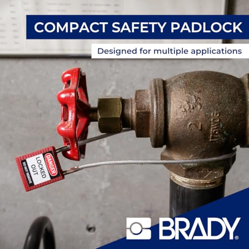 Cadenas à câble Brady compact avec clé différente noire pour consignation - 3