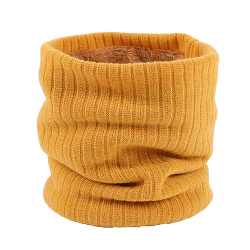 HGDGears Fleece Neck Warmer Windproof Thermal Knitted Snood Scarf for Men Women Thick Winter Cold Weather Knitted Circle Scarf for Outdoor Sports (Yellow)