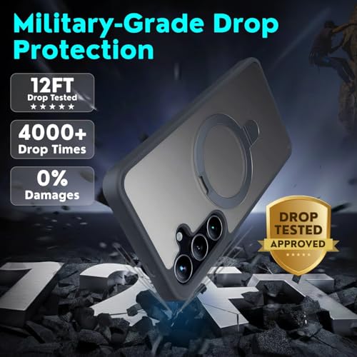 Image of AIBEX Back Cover OStand for Samsung S26 5G MagSafe Compatible | Ring Kickstand with Magnetic Alloy Ring Metal | Wireless Charging Support | Scratch Resistant Slim Thin | Armor Protection Case - Grey