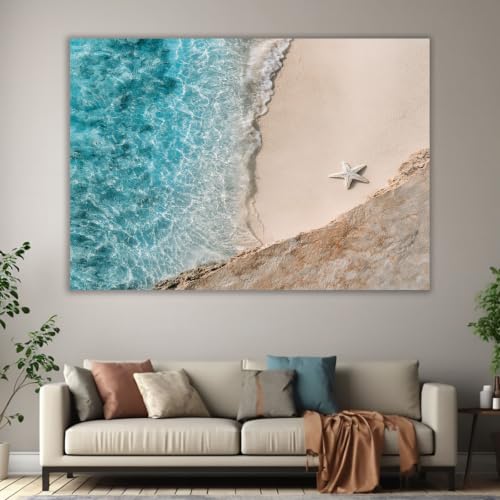 Cuadro sobre lienzo de playa y estrellas de mar para una decoración moderna 3