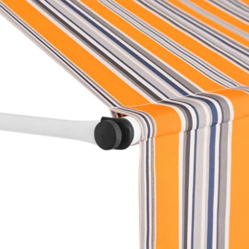 Vidaxl Retractable Awning, Patio Awning With Manual Crank Handle, Retractable Canopy, Sunshade Shelter For Deck Porch, 98.4" Yellow And Blue Stripes #TOP2