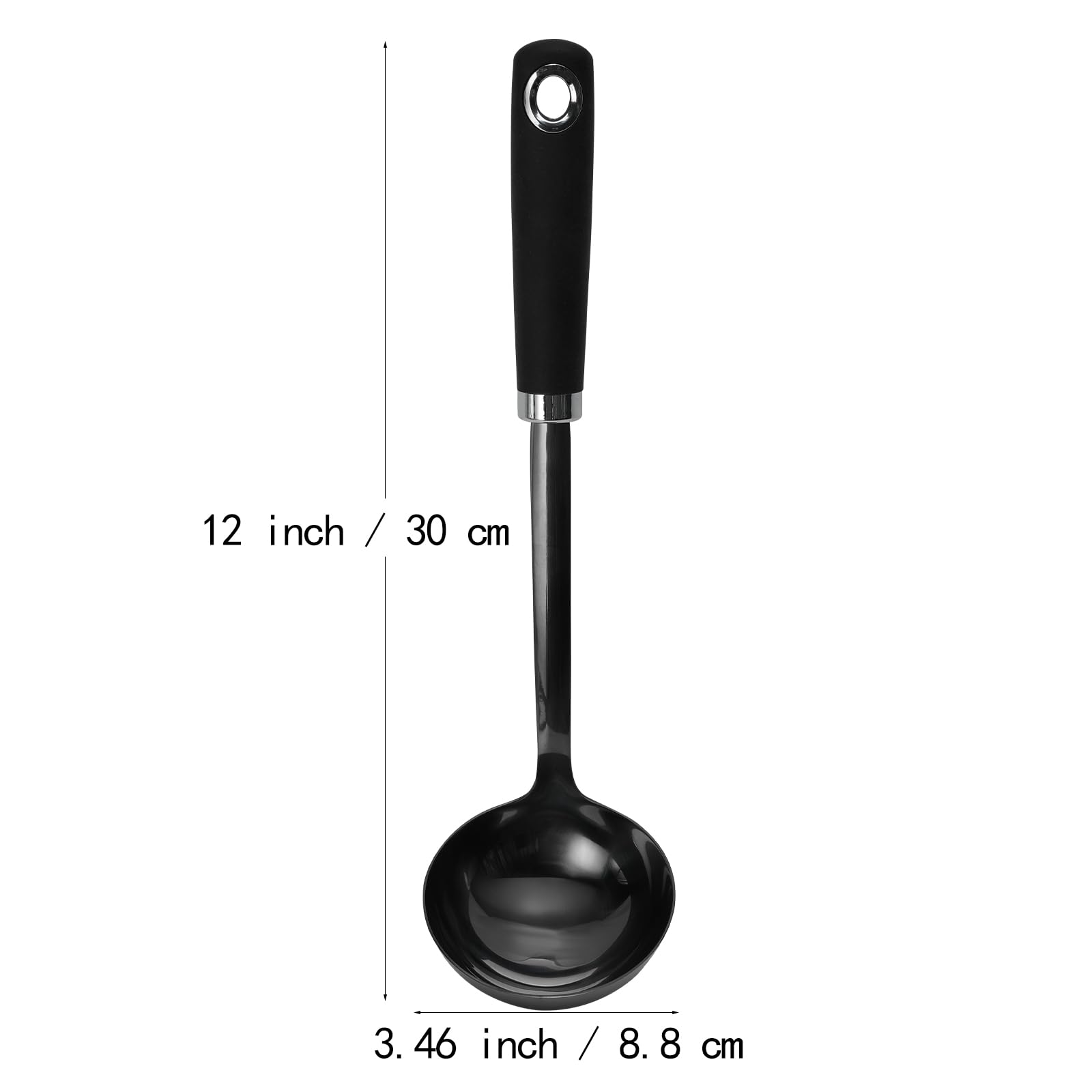 Cucharón de sopa de 12 pulgadas, cuchara de cucharón de acero inoxidable, cucharas de sopa con mango cómodo, utensilios de cocina para cocinar, accesorios de cocina de metal