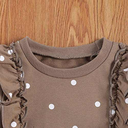 Rsrzrcj Infant Baby Girl Fall Winter Outfit Long Sleeve Ruffle Dots Sweatshirt And Pants Sweatsuit Tracksuit 2Pcs Clothes Set (Coffee, 12-18 Months) #TOP3
