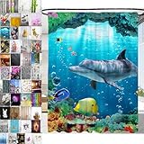 Sanilo Duschvorhang, viele schöne Duschvorhänge zur Auswahl, hochwertige Qualität, inkl. 12 Ringe, wasserdicht, Anti-Schimmel-Effekt (Delphin, 180 x 200 cm)