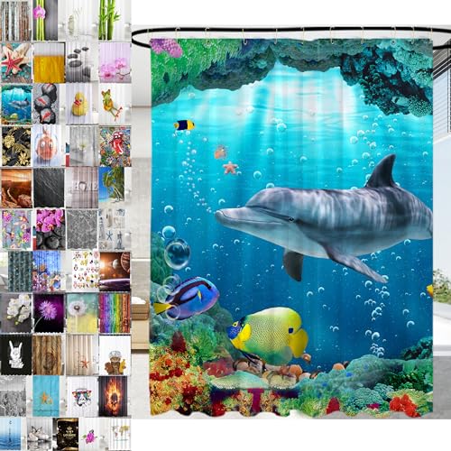 Sanilo Duschvorhang, viele schöne Duschvorhänge zur Auswahl, hochwertige Qualität, inkl. 12 Ringe, wasserdicht, Anti-Schimmel-Effekt (Delphin, 180 x 200 cm)