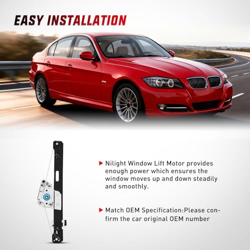 Image of Nilight 749-469 Rear Passenger Side Power Window Regulator,Compatible with BMW E90 E91 323i 325i 325xi 328i 328i xDrive 330i 330xi 335i 335xi M3 2006 2007 2008 2009 2010 2011