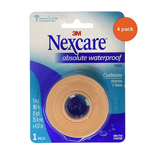 Nexcare Absolute Waterproof Tape 1 Inch X 5 Yards, 1ea (Pack of 4)