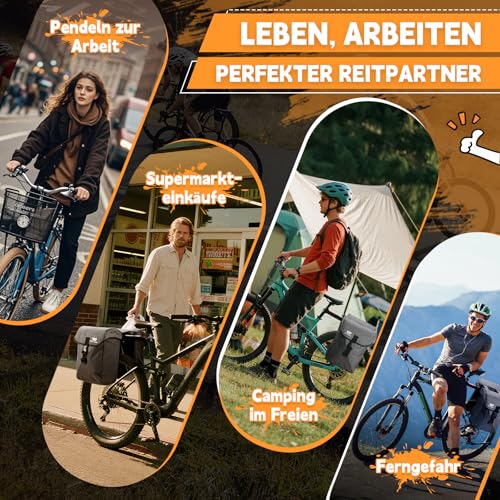 ICOCOPRO Fahrradtasche Doppeltasche, Dreidimensionale Fahrradtaschen für Gepäckträger, 35L Große Fahrradtaschen, Fahrrad Tasche mit wasserdicht Regenschutz, Gepäckträgertaschen für ebike MTB Rennrad