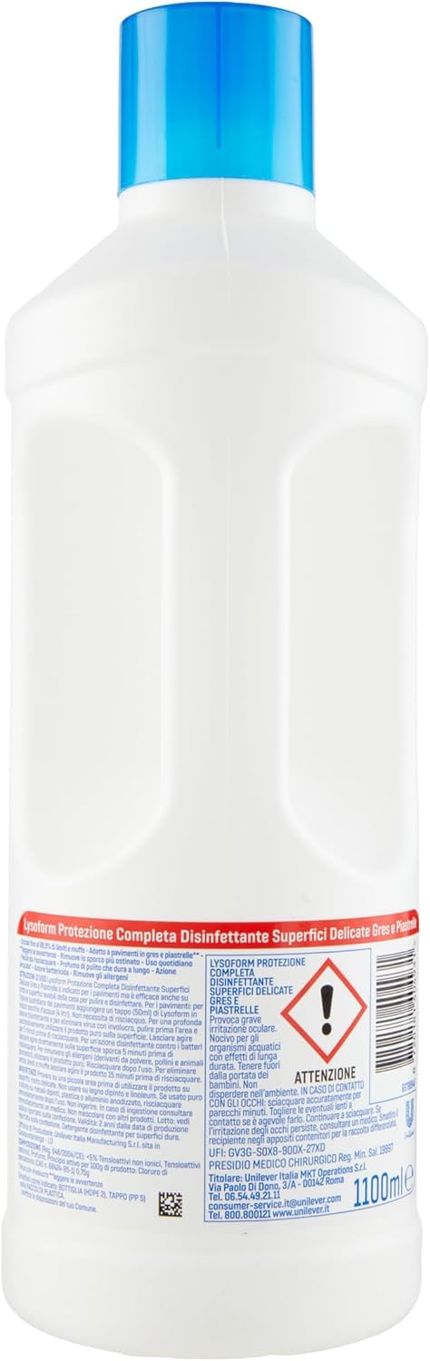 Lysoform - Limpiador de suelos para gres porcelánico y baldosas, 1,1 L, limpiador para superficies delicadas, ayuda a los alérgenos, fragancia biodegradable, incluye llavero Italy Shop Service