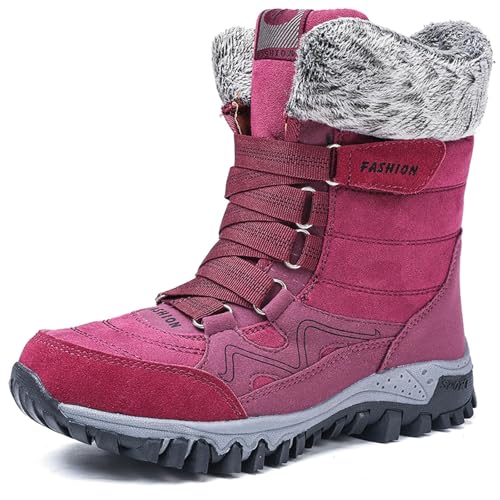 Women's Winter Fashion Thickening Warm Lace Up Solid Color Snow Boots Non Slip Comfortable Boots Tall Winter Boots Women