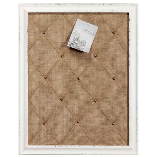 SOFE Antique White Linen Fabric Pin Board, 21"×27" Message Board Wall Decor