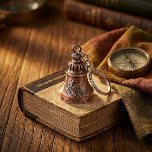 Image of OTTAVO Guardian Bell Keychain, Oxidized Copper, Tibetan Style, 5 cm Height, Good Luck Charm