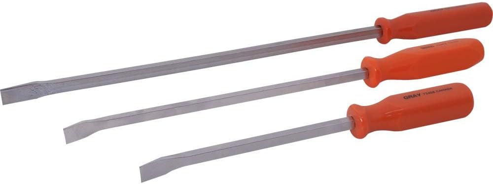 Gray Tools 73903 Pry Bar Set with Screwdriver Handles, Nickel Plated Blades, North-American Made (3-Piece)
