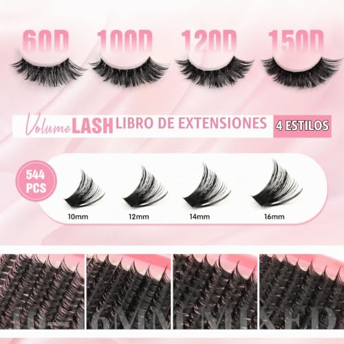 Miniatura 2 de Sixstarhair Pestañas Postizas 544 Piezas 60d 100d 120d 150d Lash Cluster