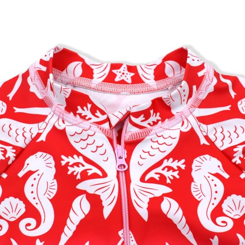 Image of Girls One Piece Swimsuit Long Sleeve Rash Guard UPF 50+ Age 2-12Y