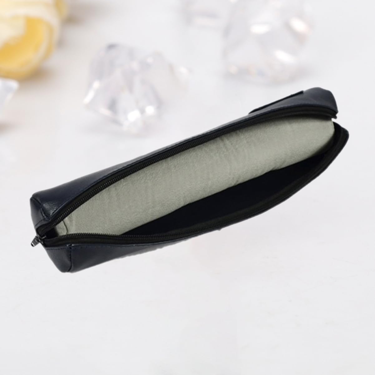 Holibanna PU Leather Jewelry Storage Bag with Removable Sponge Roll Dark Blue Cover Pouch for Organizing Bracelets and Jewelry for Travel and Display