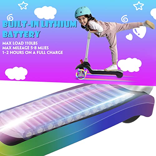 3 Wheel Electric Scooter For Kids Teens Toddlers Ages 2-10, Led Flahing Light Wheels, 4 Adjustable Height, Anti-Slip Deck, 80W Brushless Motor, Upto 3.7Mph, Great Gift For Kids Scooter #TOP3