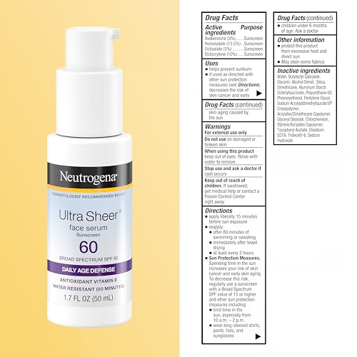 Neutrogena Ultra Sheer Sunscreen Serum SPF 60, Fragrance-Free, 1.7 fl. oz | Broad Spectrum UVA/UVB Protection, Lightweight Serum, Water-Resistant up to 80 Minutes, Non-Comedogenic - image 8