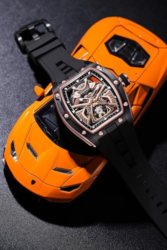 Image of ALIX Men's Automatic Skeleton Self-Winding Water Resistant Chronograph Analog Watch