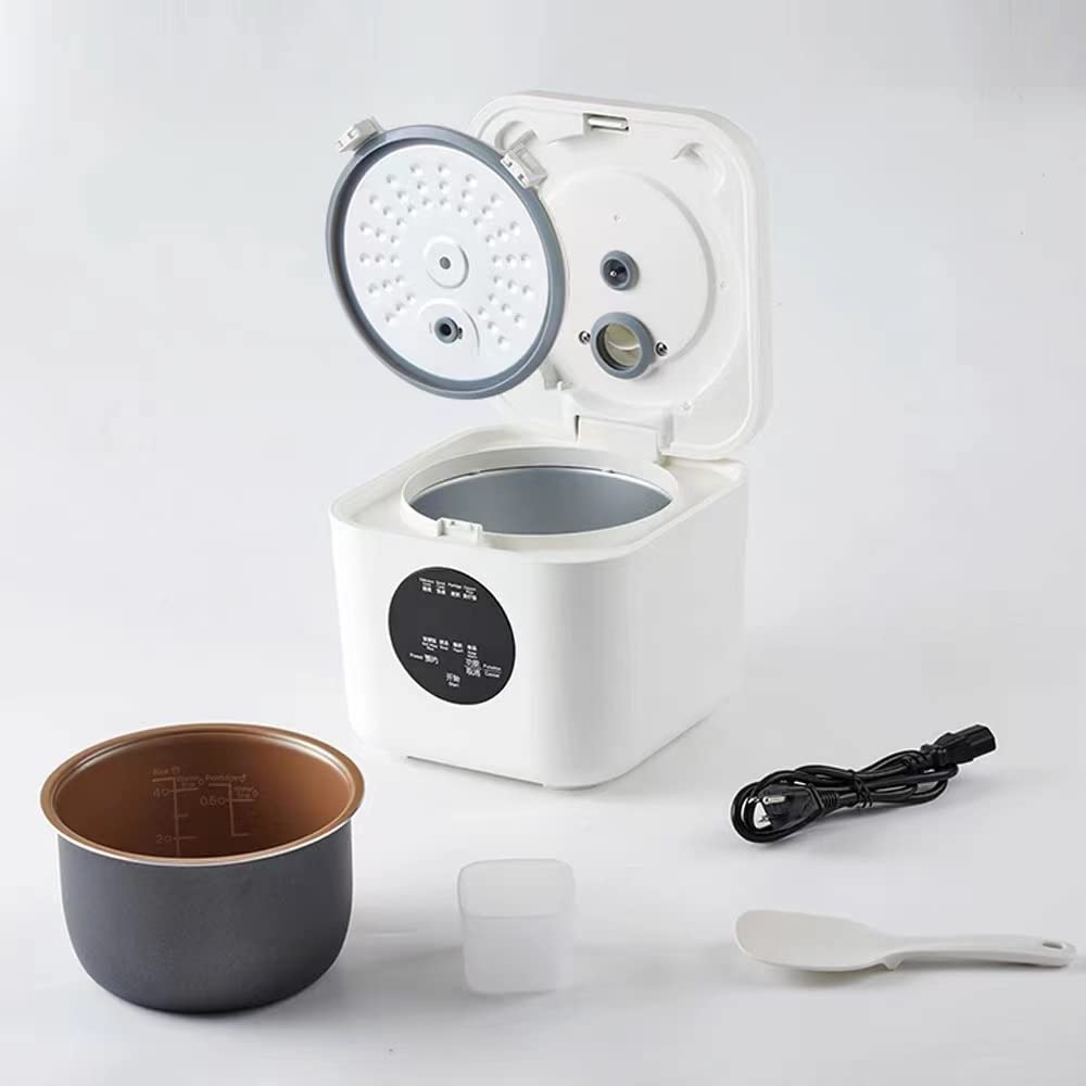 BEAR 2L Portable Rice Cooker, Travel Rice Cooker Small for 2-3 People, Personal Rice Cooker, Food Steamer, Multi-cooker for Brown Rice, White Rice, Soup, Porridge, Yogurt-White