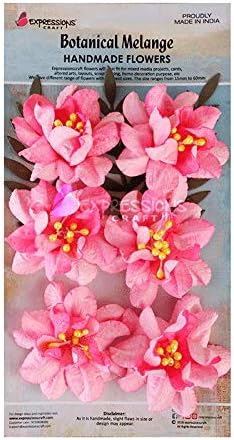 immix Expressions Craft Shabby Crinkle Handmade Paper Flowers for Mixed Media/Card Making/Decoration/DIY Crafts (Bubble Gum Pink)