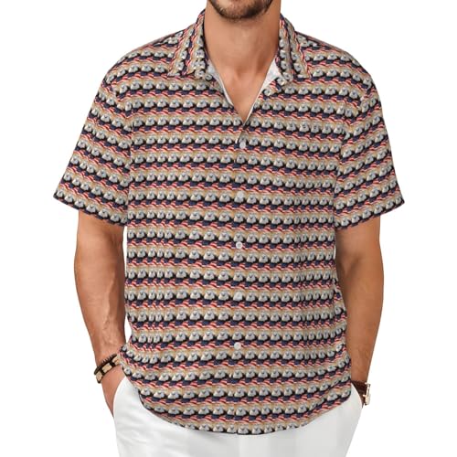 Chemise manches courtes légère homme motif drapeau américain respirante contre la chaleur