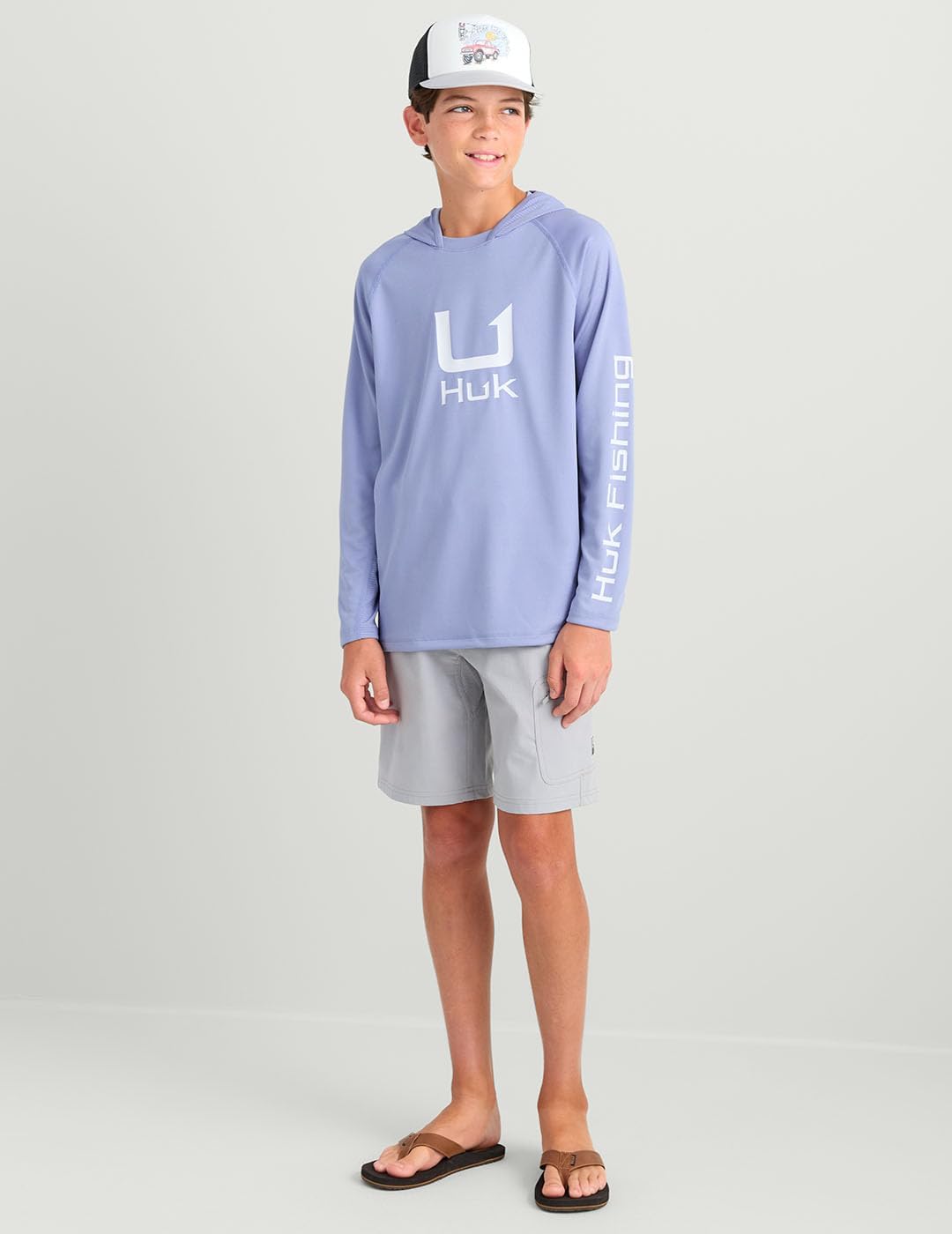 HUK boys Icon Hoodie, Fishing Shirt With Sun Protection for Kids