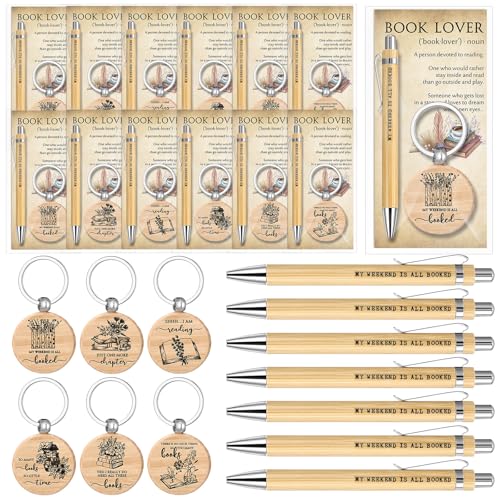 Porte-clés en bois Sayglossy avec cartes cadeaux rétro pour femme - Lot de 12 pièces