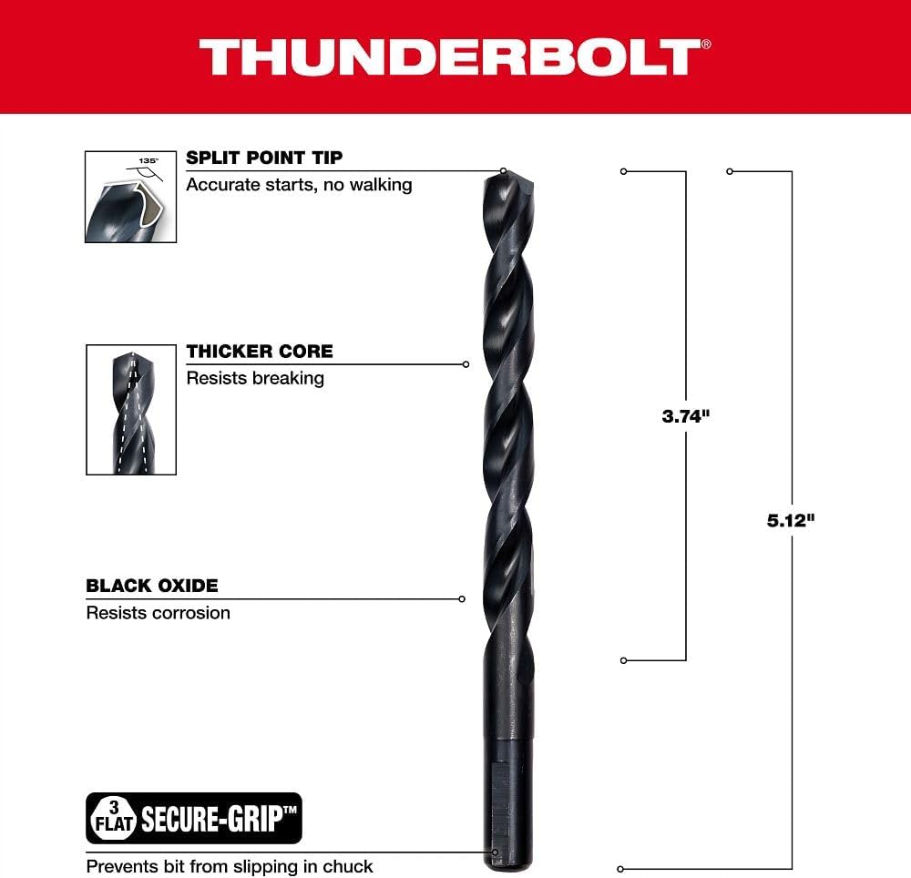 MILWAUKEE ELECTRIC TOOL 48-89-2731 Thunderbolt Bit 25/64" Black Oxide
